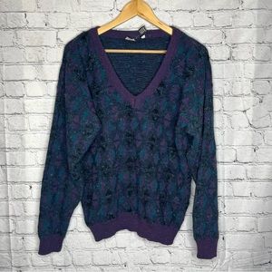 Vintage Acrylic Wool V-Neck Sweater Size Medium Cellini Made in Italy